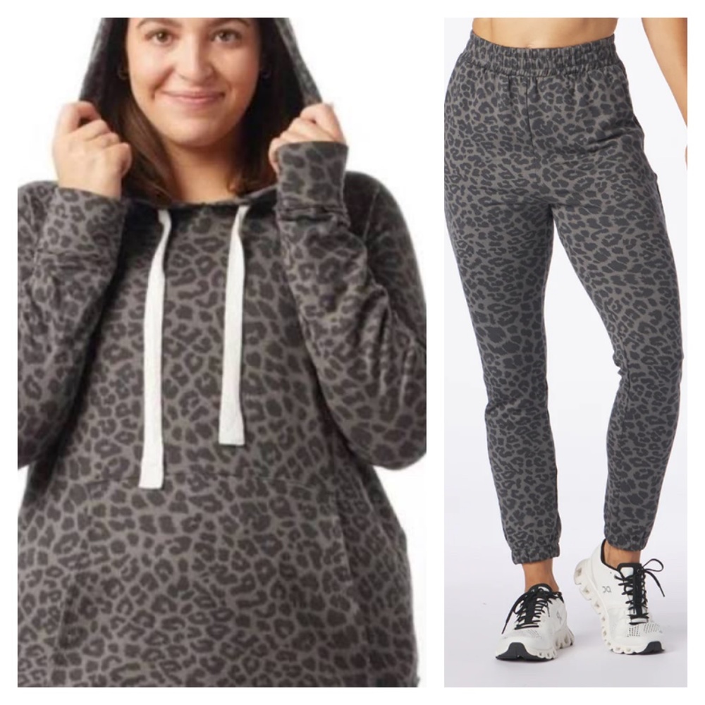 Glyder Set Black Leopard Rocky Hoodie and Halfway Joggers Sz 1X